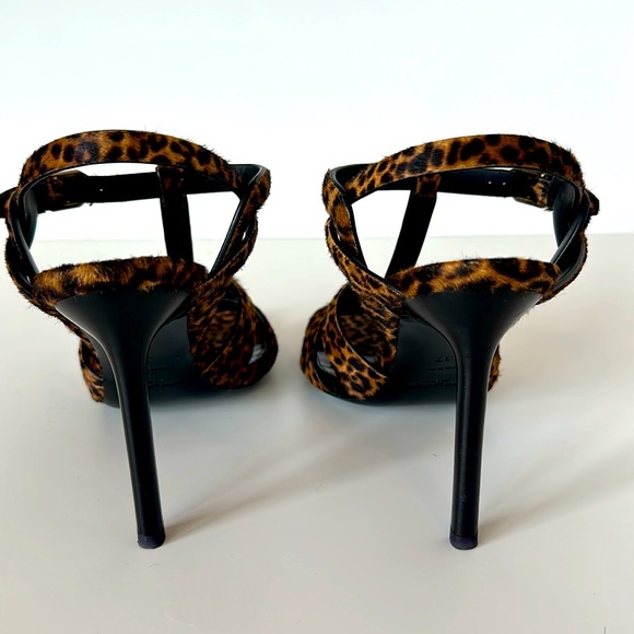 Saint Laurent Tribute Leopard Print Genuine Calf Hair Sandal - Picture 6 of 14